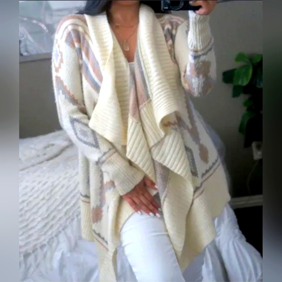 Roxy Sweaters - ROXY TRIBAL PRINT WATERFALL CARDIGAN SWEATER SIZE MEDIUM